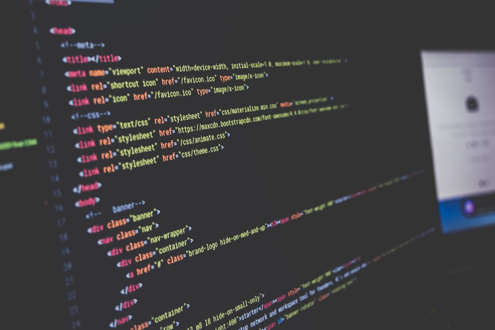 Lines of code on a computer screen